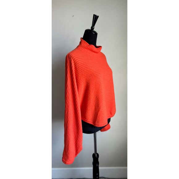 Pilcro Women's Mock Neck Dolman Sleeve Ribbed Orange Cropped Sweater Size XL - Picture 6 of 11